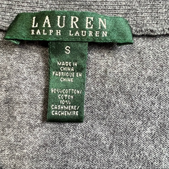Ralph Lauren Cotton/Cashmere Grey Cardigan Sweater - Picture 4 of 5